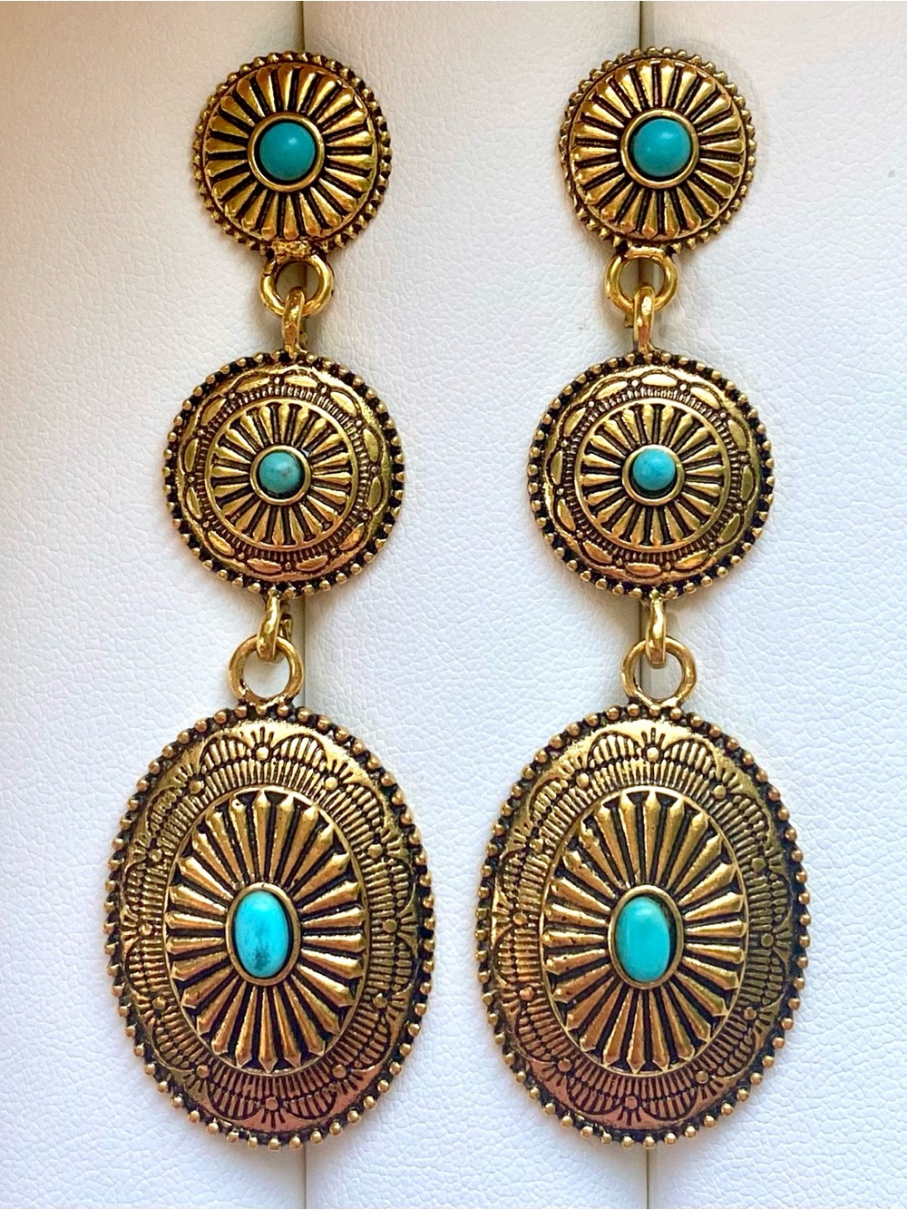 Gold-Tone Turquoise Drop Earrings